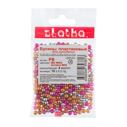 Бусина Zlatka MIX пластик PB 4 мм 10 х 10 г 0.2 г №03 ассорти