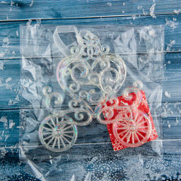 Цена за 2 шт. Ёлочная игрушка Зимнее волшебство. Карета, перелив 1111 см, прозрачный перелив  фото 4