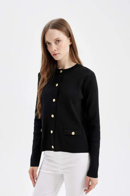 Кардиган с круглым вырезом - Defacto фото 3