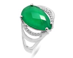 Кольцо из серебра зеленый агат, Клеора