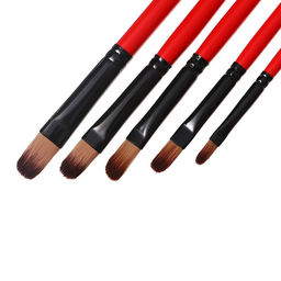 Набор кистей для рисования, нейлон, 5 штук, плоские, закругленные, деревянная ручка, международный размер