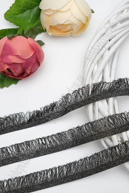 Тесьма отделочная 2,2 см*5 ярд Бахрома (SF-2462) черный/серебро