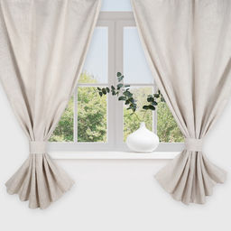 Шторы для кухни Этель Straightforward, 140×180 см-2 шт., подхваты 2 шт., лен 100%