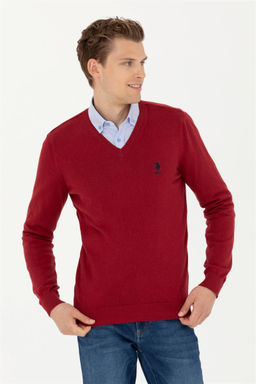 Мужской бордово-красный свитер - U.s. polo assn фото 3