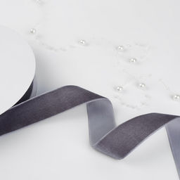 Лента бархатная, 25 мм, 181 м, серая №184