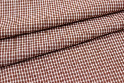 Пестрядь Мелкая белая клетка на коричнево-каштановом, ВИД2, ш.1.45м, хлопок-95%, п/э-5%,135гр/м.кв - Купава фото 4