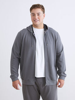 Kap??onlu Uzun Kollu Erkek Fermuarl? Sweatshirt