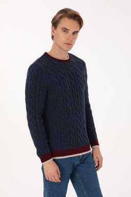 Erkek Lacivert Regular Fit Bisiklet Yaka Kazak