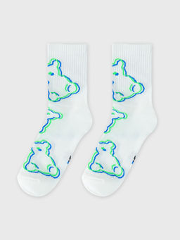 Цена за 5 пар! Носки детские белые с контурным рисунком в виде медведя - Mark formelle фото 3