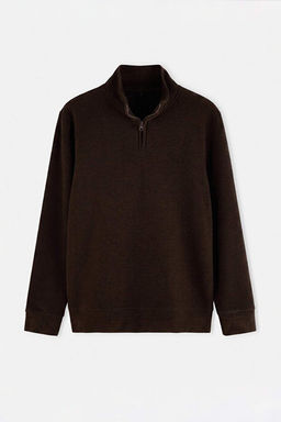 Kahverengi Regular/Normal Kesim Dik Yaka F_r_al_ Selanik Yumu_ak Tu_eli Sweatshirt TMNAW27SW00017