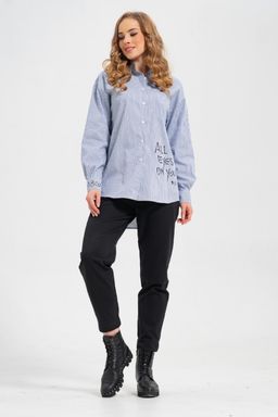 рубашка из тонкого хлопка в стиле OVERSIZE    с кокеткой на спине - А+б коллекция фото 2
