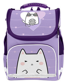 Рюкзак подростковый Schoolformat BASIC MEOW POWER 13л сиреневый 38х28х16 жесткокаркасный 1...