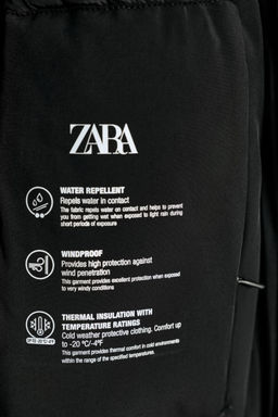 WATER-REPELLENT AND WINDPROOF PUFFER JACKET WITH HOODIE - Zara фото 8