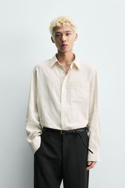 CAMISA JACQUARD RAYAS / Blanco roto - Zara фото 2