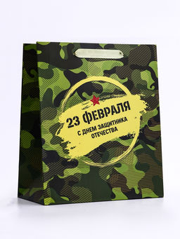 Цена за 2 шт. Пакет подарочный вертикальный 23 февраля, ML 23?27?11.5 см