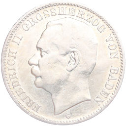 Монета 3 марки 1908 года G Германия (Баден)