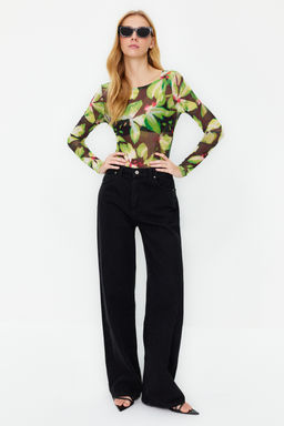 Yesil Bask?l? Tul C?tc?tl? Transparan Orme Body TWOAW24BD00051 - Trendyolmilla фото 2