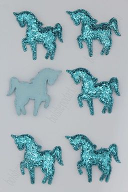 Патч 3D, россыпь пайеток "Единорог" 6*5 см (10 шт) SF-1889, голубой