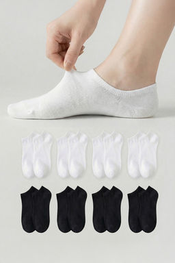 Siyah-Beyaz 8li Duz Jakar Orme Corap THMSS26CO00013