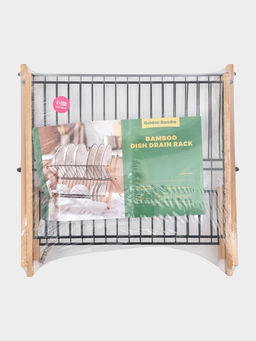 Сушилка для посуды Доляна Meli, 2 уровня, 39.5×34×27.5 см, бамбук, металл, чёрная