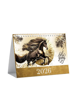 Цена за 2 шт. Календарь 2026 настольный, домик «Бело-золотой» 14×20 см