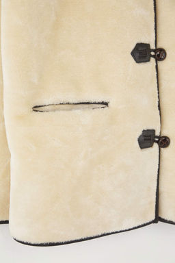 Ekru Oversize Kal?p Pelus Ceket Mont TWOAW26MO00054