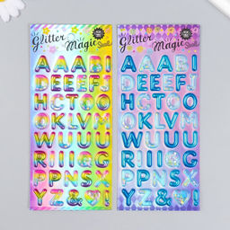 Цена за 10 шт. Наклейка пластик «Английский алфавит», с глиттером, 9×20.5 см, МИКС