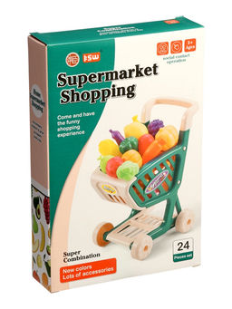Продуктовая тележка «Магазинчик», с овощами и фруктами, 15 предметов