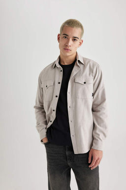 Хлопковая рубашка обычного кроя с длинными рукавами - Defacto фото 3