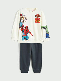Marvel Comics Bask?l? Erkek ?ocuk Sweatshirt ve E?ofman Alt