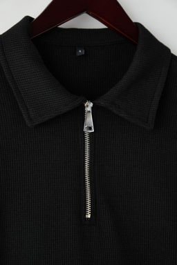 Tas Oversize/Genis Kesim Dokulu Uzun Kol Polo Yaka T-shirt TMNAW26PO00000 - Trendyolmilla фото 5