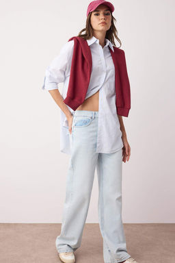 Ac?k Mavi Dusuk Bel Wide Leg/Genis Paca Jeans TWOAW26JE00001