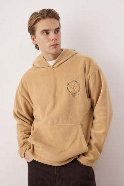 Bej Oversize/Genis Kesim Polar Kal?n Nak?sl? Sweatshirt TMNAW26SW00029 - Trendyolmilla фото 2