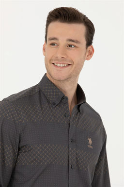 Мужская рубашка антрацитового цвета с длинным рукавом Неожиданная скидка в корзине - U.s. polo assn фото 2