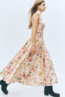 Vestido en mezcla de lino con tirantes de lazo - H&m фото 2
