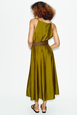 VESTIDO MIDI CINTUR?N / Khaki - Zara фото 6