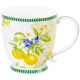 Кружка 450 мл 13,5*10*10,5 см "Лимоны" на ножке, фарфор NEW BONE CHINA
