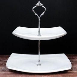 Ваза для фруктов 2-х ярусная квадратная белая / DPG-2/FJP85/110(WHITE) уп12 остр - Галеонтрейд фото 4