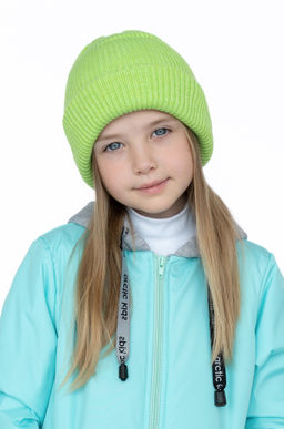Шапка вязаная яркосалатовая