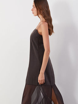 Kare Yaka Modal Kar???ml? Elbise