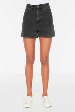 Antrasit More Sustainable Yuksek Bel City Boy Denim Sort TWOSS20SR0210
