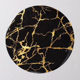 Цена за 12 шт. Салфетка сервировочная на стол Мрамор, d=38 см, цвет чёрный - Simaland фото 2