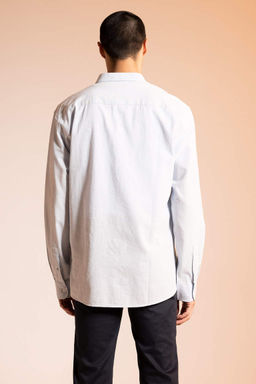Рубашка приталенного кроя из 100% хлопка с длинными рукавами - Defacto фото 5