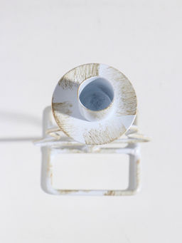 Подсвечник на 1 свечу «Ёлочка», металл, белый с патиной, d=2.3 см, 8.5×7.5×16 см