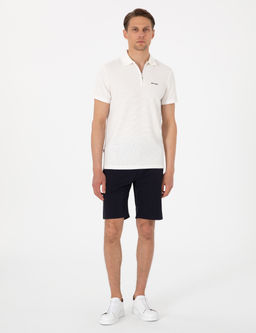 Ekru Slim Fit _rme Dokulu Polo Yaka Ti__rt