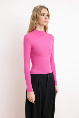 Fusya Duz Fitted Asimetrik Yaka Dusuk Kol Kolsuz Aksesuar Detayl? Esnek Orme Bluz TWOSS26BZ00352