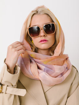 Большой, мягкий, тонкий и очень нежный двусторонний палантин с рисунком в стиле арт-деко