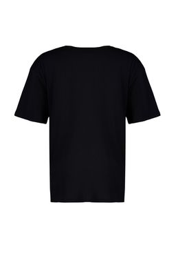 Siyah %100 Pamuk Boyfriend V Yaka Orme T-Shirt TWOSS23TS00003