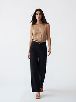 Y?ksek Bel Wideleg Kad?n Jean Pantolon