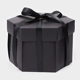 Коробка - сюрприз раскладушка, чёрная, с лентой и двойным скотчем для сборки, 19×13 см